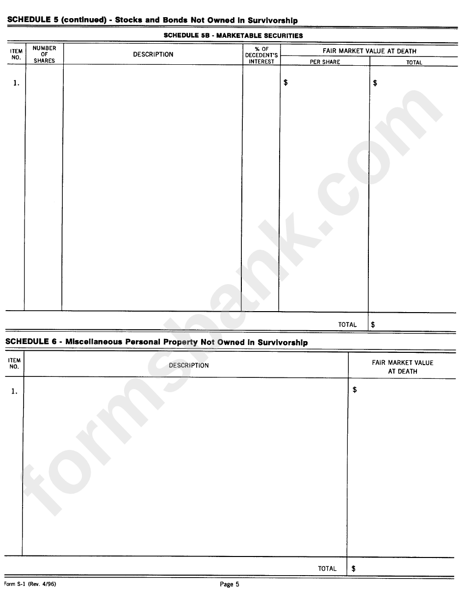 Form S-1 - Succession Tax Return