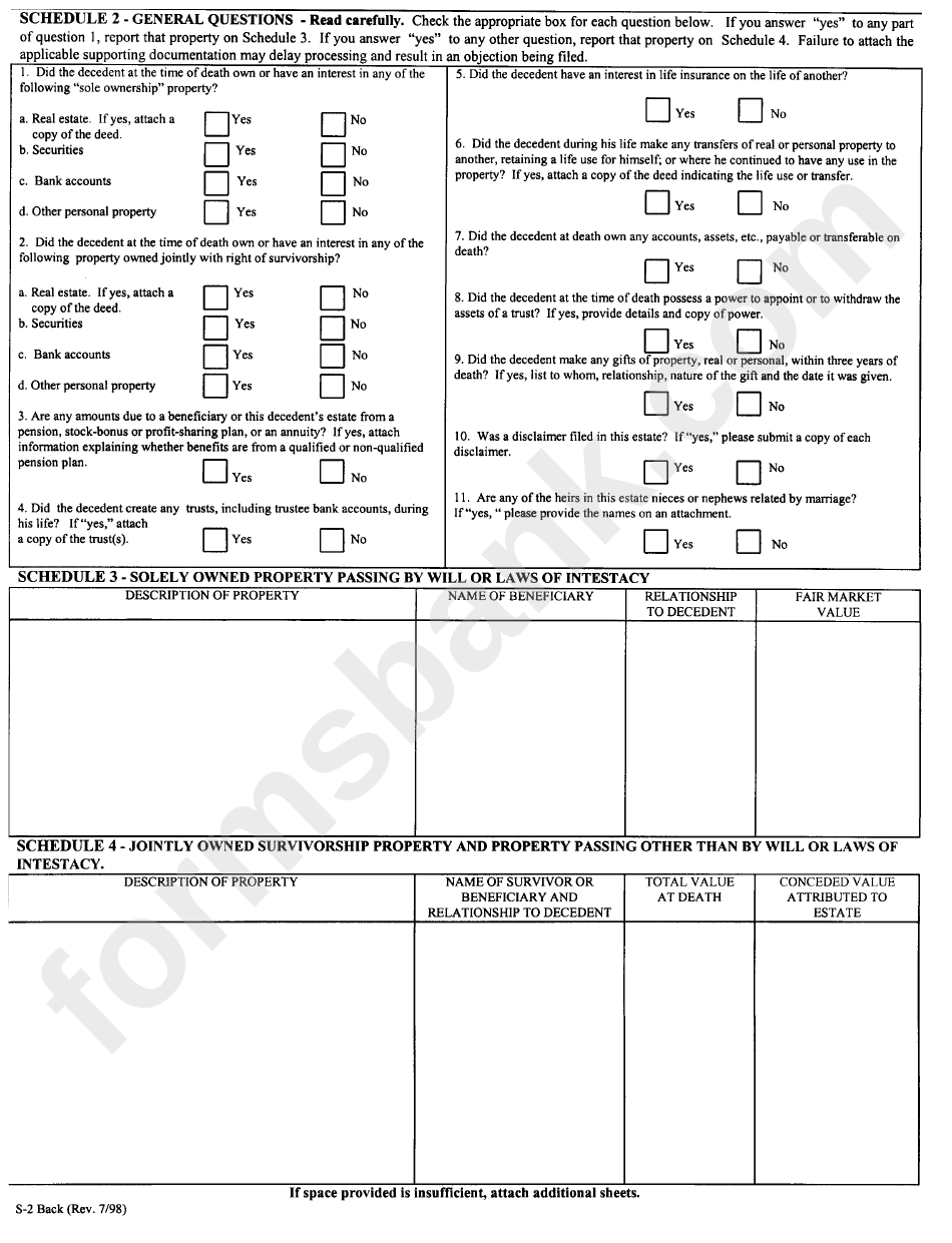 Form S-2 - Succession Tax Return - State Of Connecticut