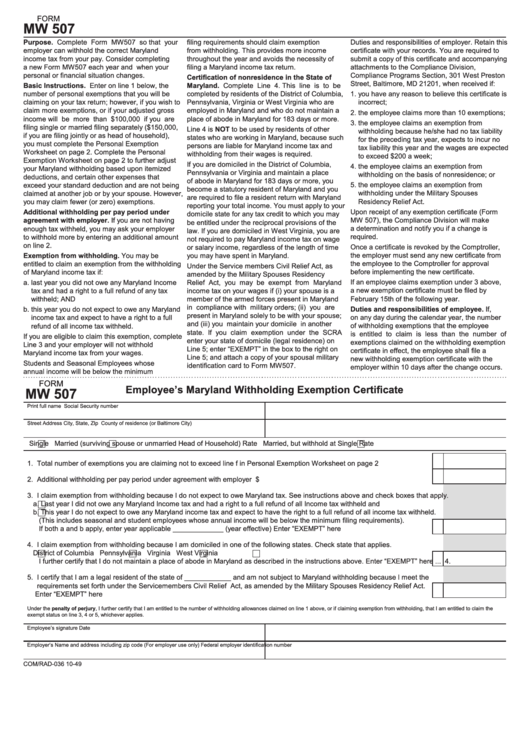 Top 6 Mw507 Form Templates Free To Download In PDF Format