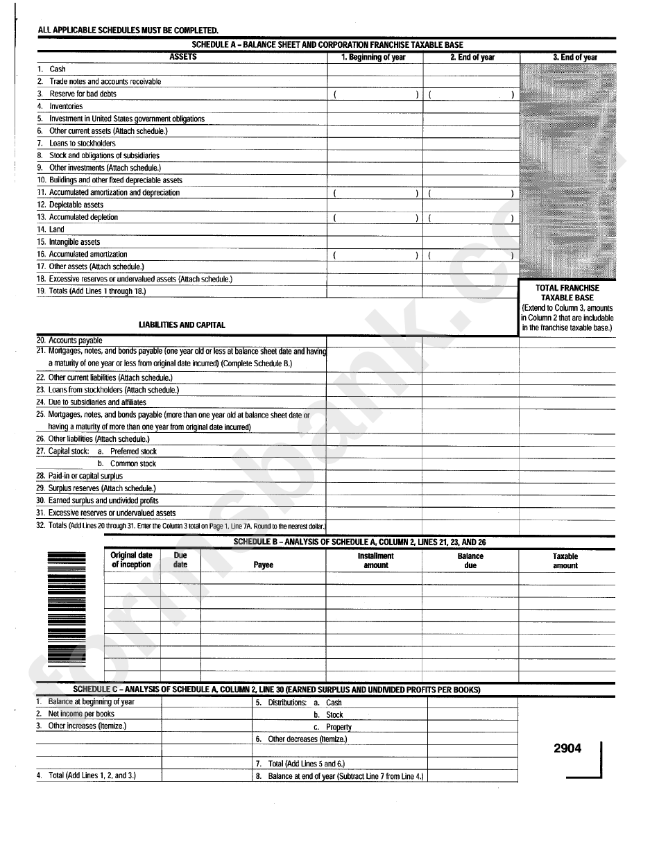 Form Icft-620 - Louisiana Corporation Income And Franchise Tax Return - 1998/1999
