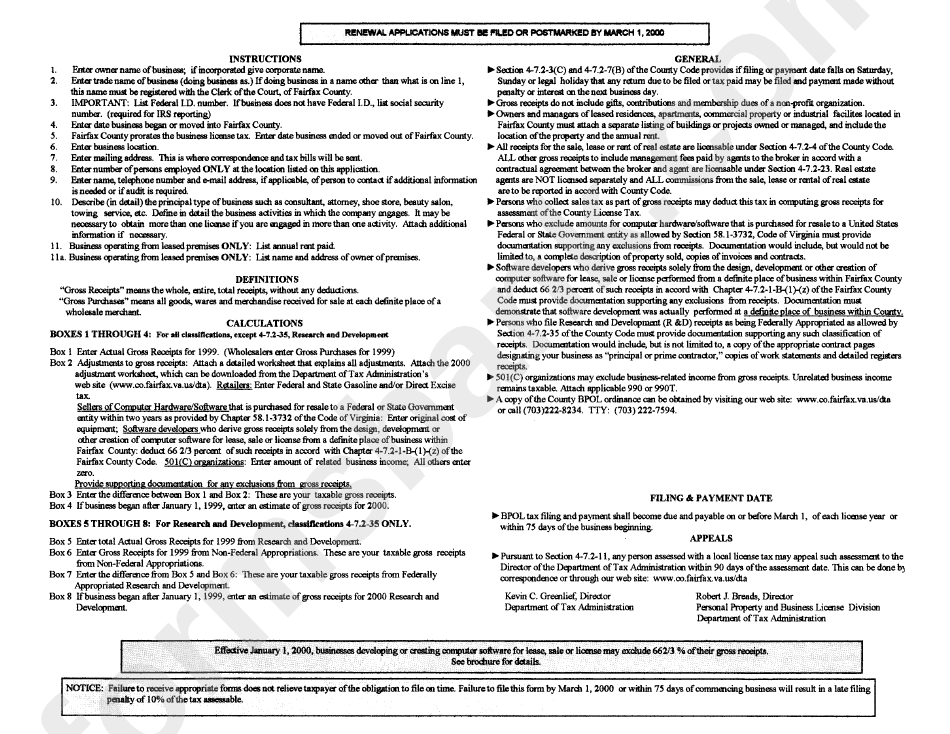 Renewal Application Instructions - Virginia Department Of Revenue