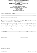 Application For Withdrawal Of Foreign Limited Liability Company - Nebraska Secretary Of State