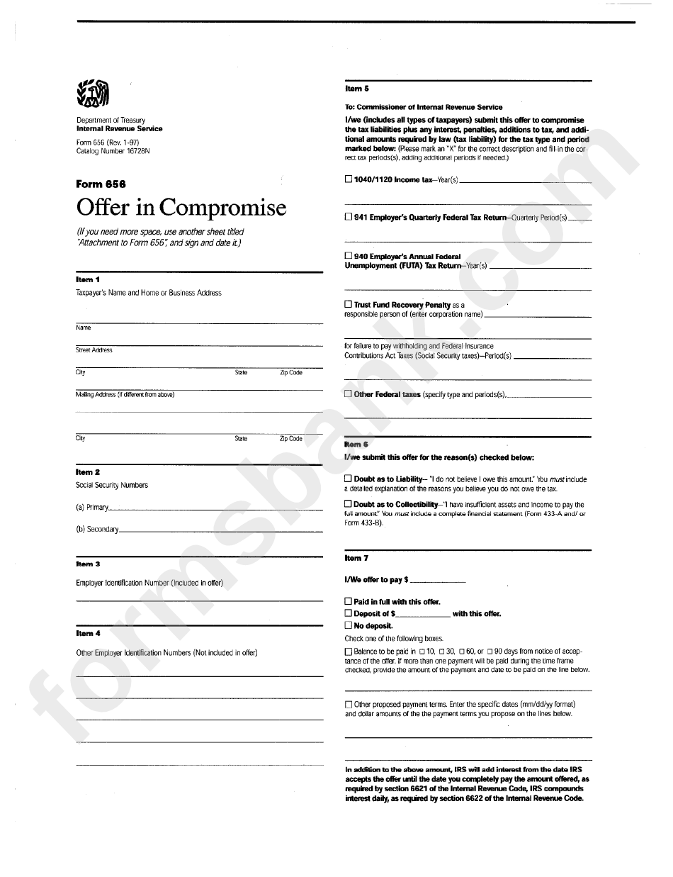 Form 656 - Offer In Compromise