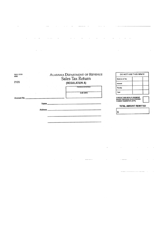 Form S&u: 2012 - Sales Tax Return -Alabama Department Of Revenue Printable pdf