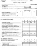 Form 120w - Estimated Tax Worksheet For Corporations - 2000