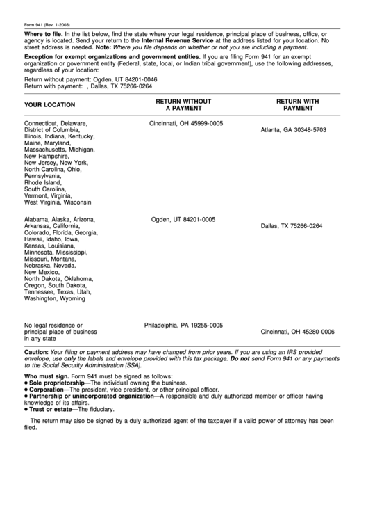 Form 941 - Payment Voucher - 2003 Printable pdf