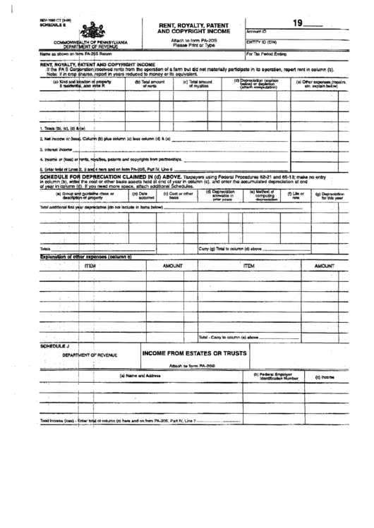 Fillable Form Rev-1680 Ct - Schedule E - Rent, Royalty, Patent And Copyright Income Printable pdf