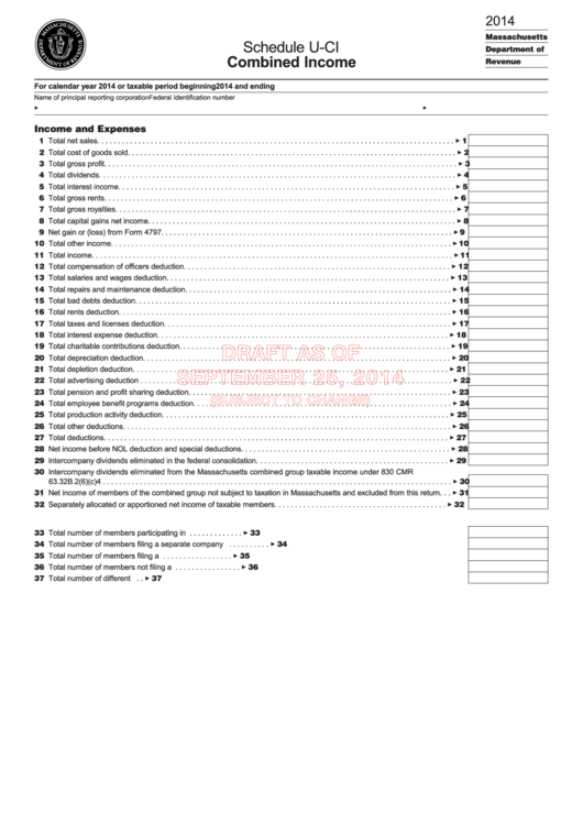 Schedule U-Ci Draft - Combined Income - 2014 Printable pdf