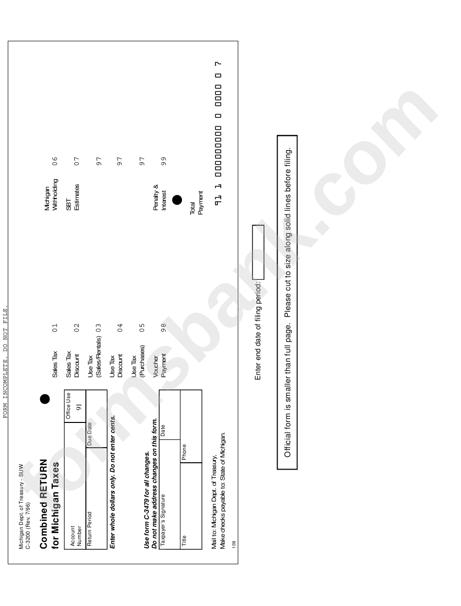 Form C-3200 - Combined Return For Michigan Taxes