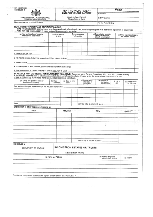 Form Rev-1680 Ct - Schedule E - Rent, Royalty, Patent And Copyright Income - Pennsylvania Department Of Revenue Printable pdf