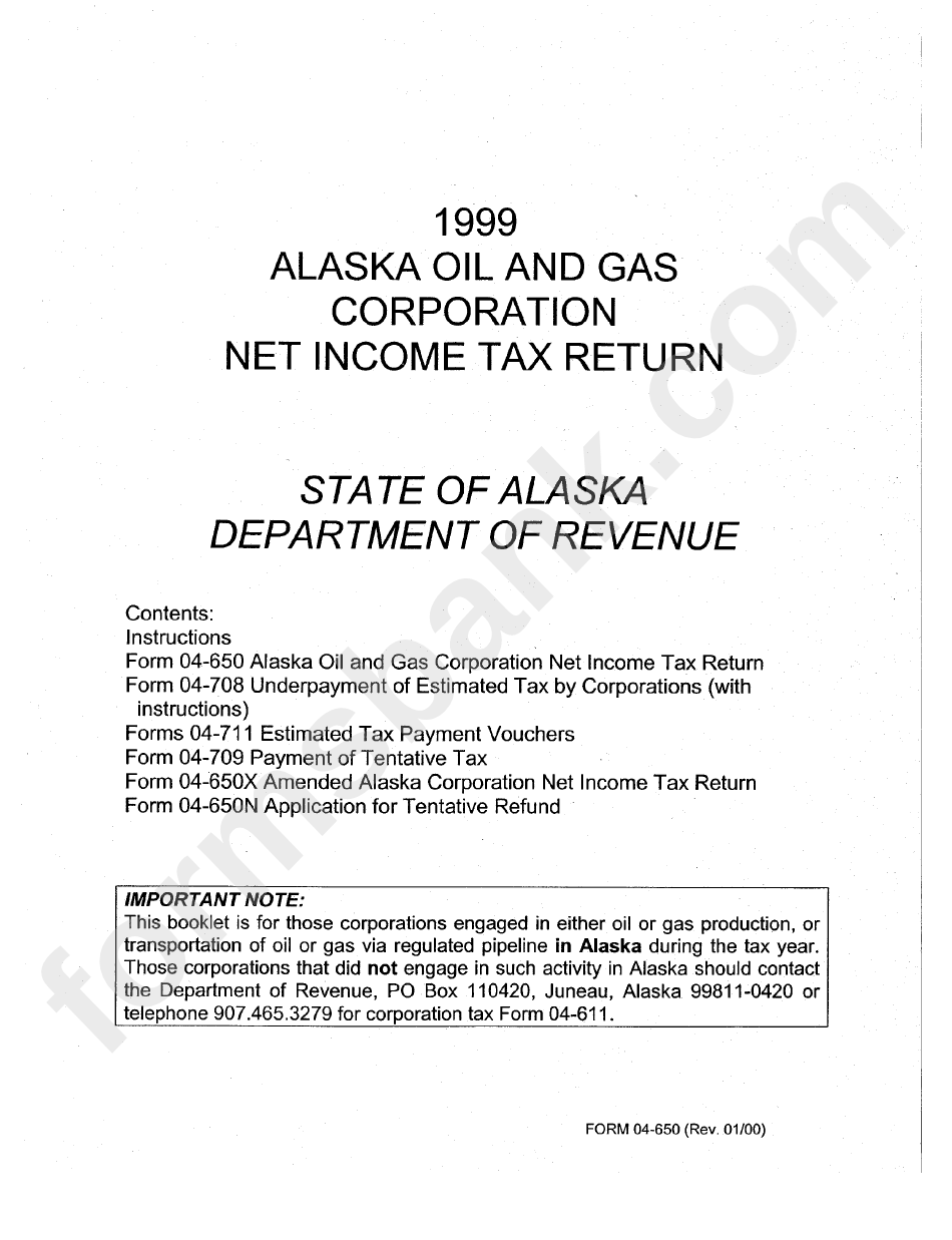 Alaska Oil And Gas Corporation Net Income Tax Return - 1999