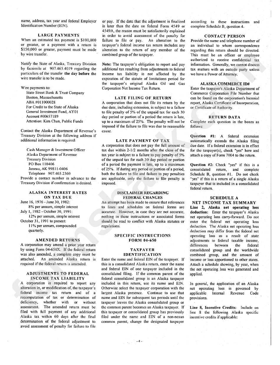 Alaska Oil And Gas Corporation Net Income Tax Return - 1999