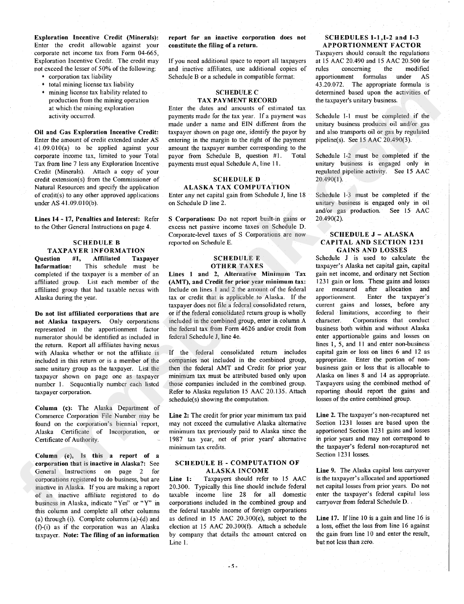 Alaska Oil And Gas Corporation Net Income Tax Return - 1999