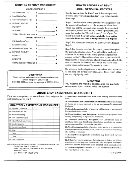 Monthly Sales Tax Return Instructions - Iowa Department Of Revenue And Finance Printable pdf