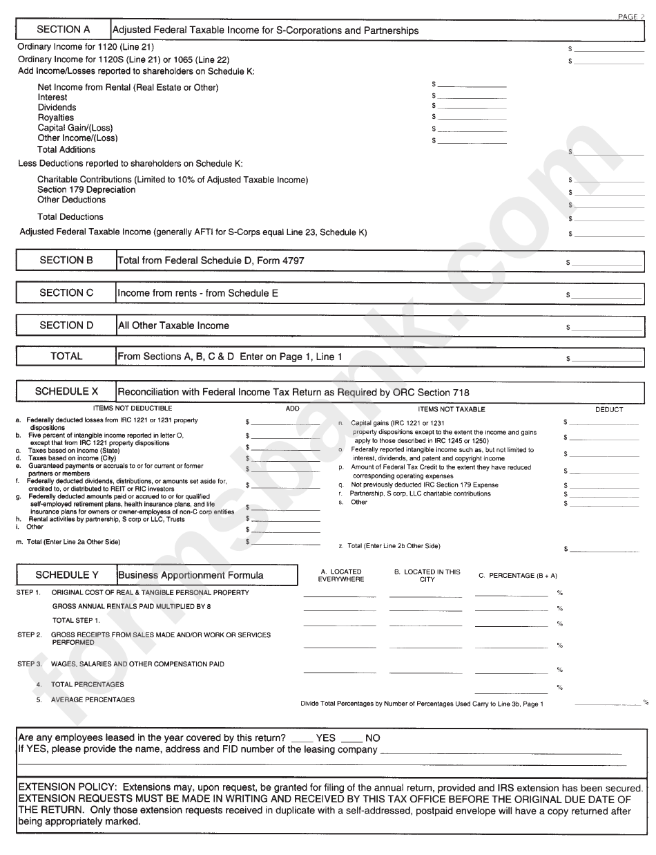 Form Br - Village Of South Lebanon Income Tax Return - 2011