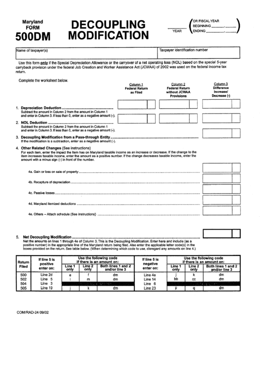 Form 500dm - Decoupling Modification printable pdf download