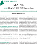 Form 1120b-Me - Maine Franchise Tax Instructions - 2002 Printable pdf