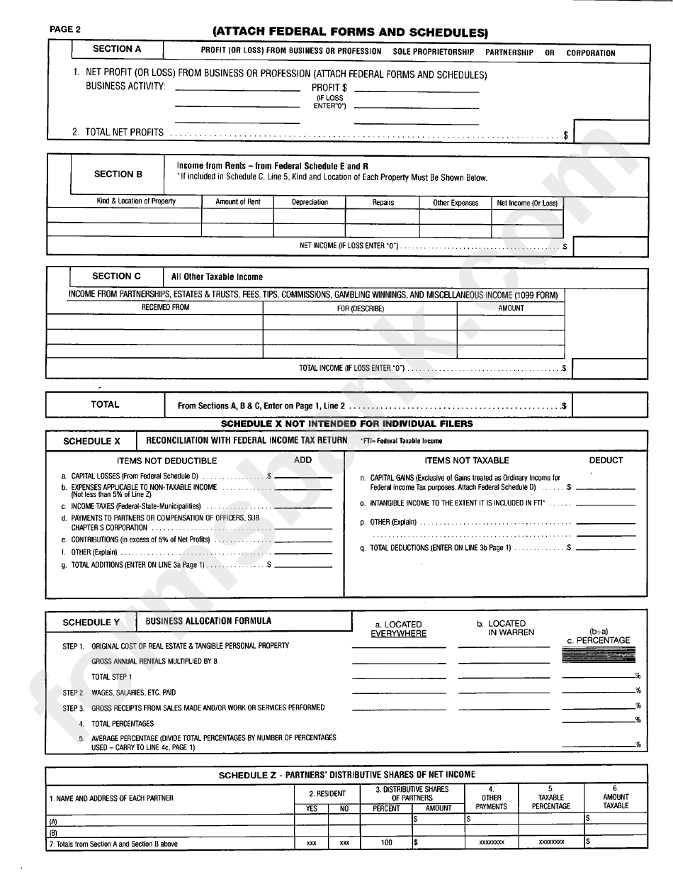 Warren City Income Tax Return 2004