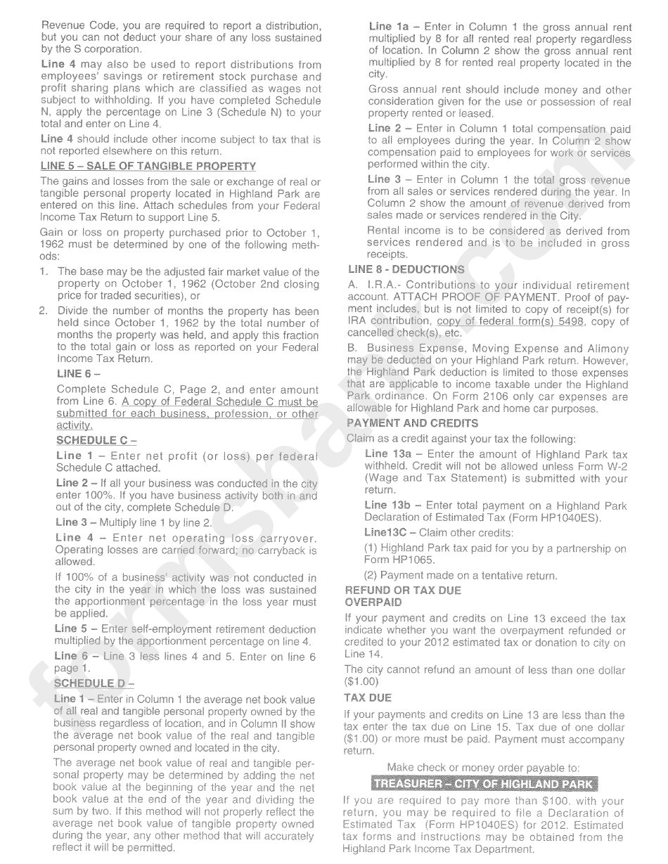 Instructions For Form Hp-1040(Nr) - 2011