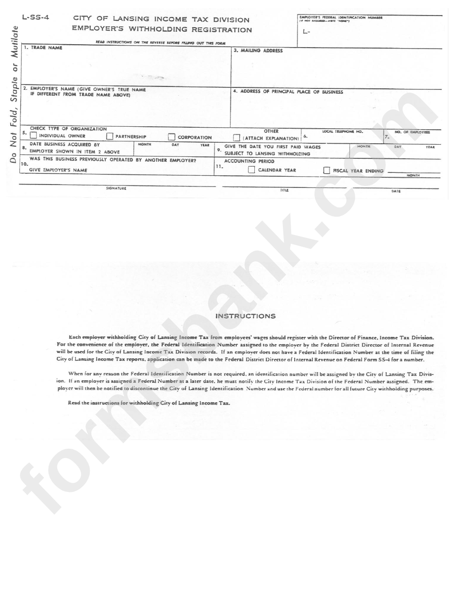 Form L-Ss-4 - Imployer