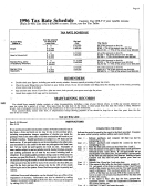 Tax Rate Schedule - North Carolina Department Of Revenue - 1996
