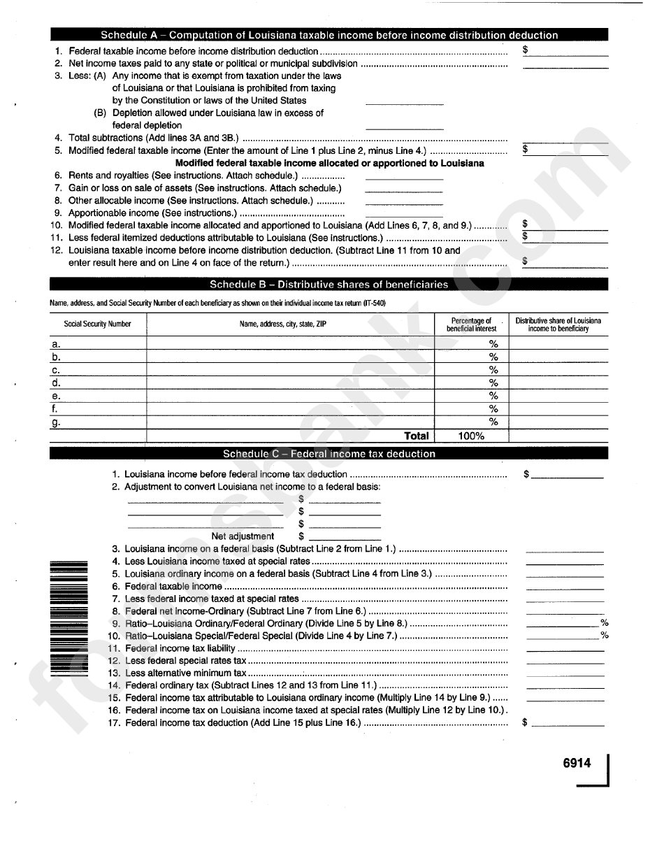 Form It-541 - Louisiana Fiduciary Income Tax Return