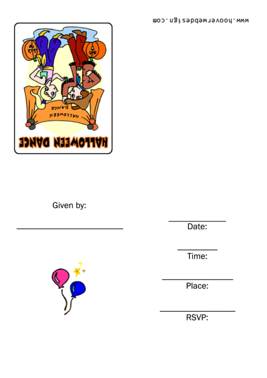 Halloween Dance Party Invitation Template Printable pdf