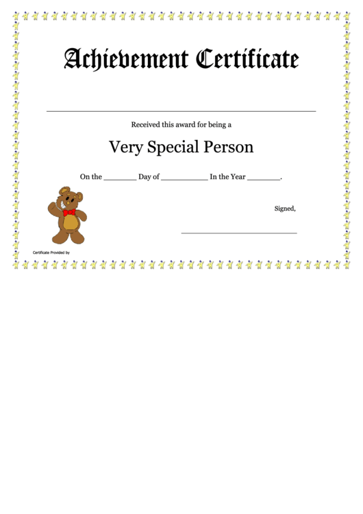 Very Special Person Achievement Certificate Template Printable pdf