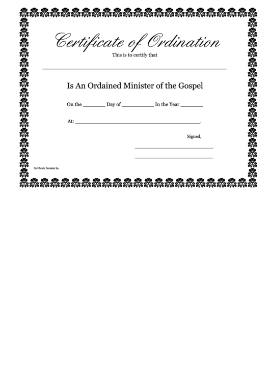 Ordained Minister Of The Gospel Certificate Template Printable pdf