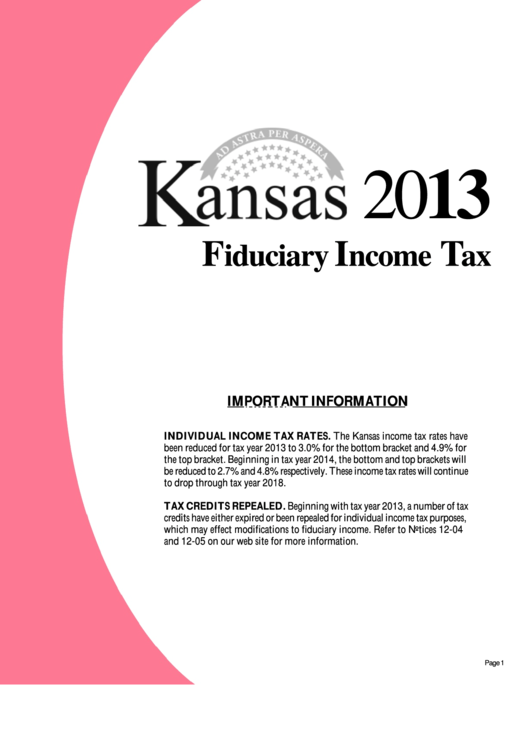Form K-41 - Fiduciary Income Tax Instructions - 2013 Printable pdf