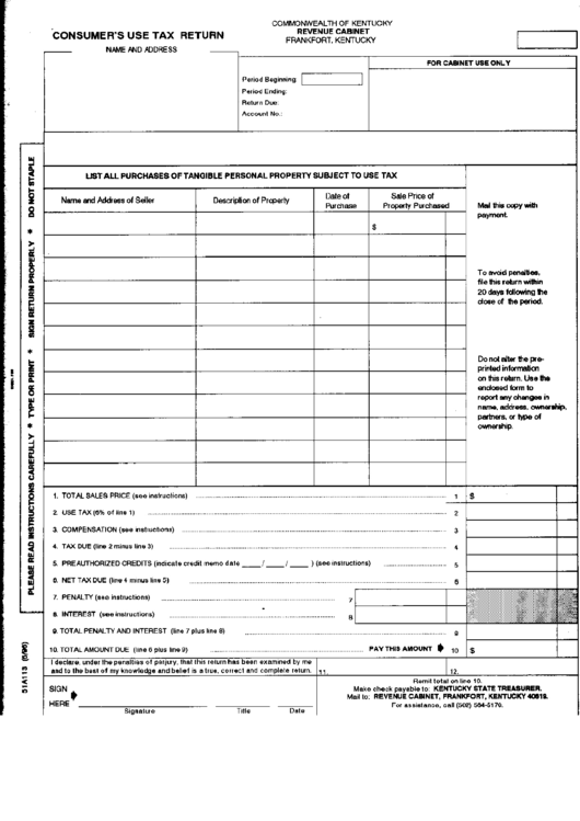 Fillable Form 51a113 - Consumer