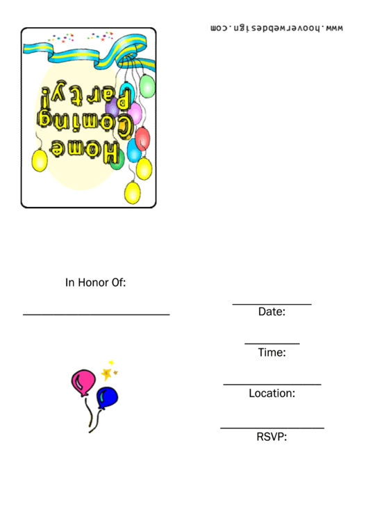 Home Coming Party Invitation Template Printable pdf
