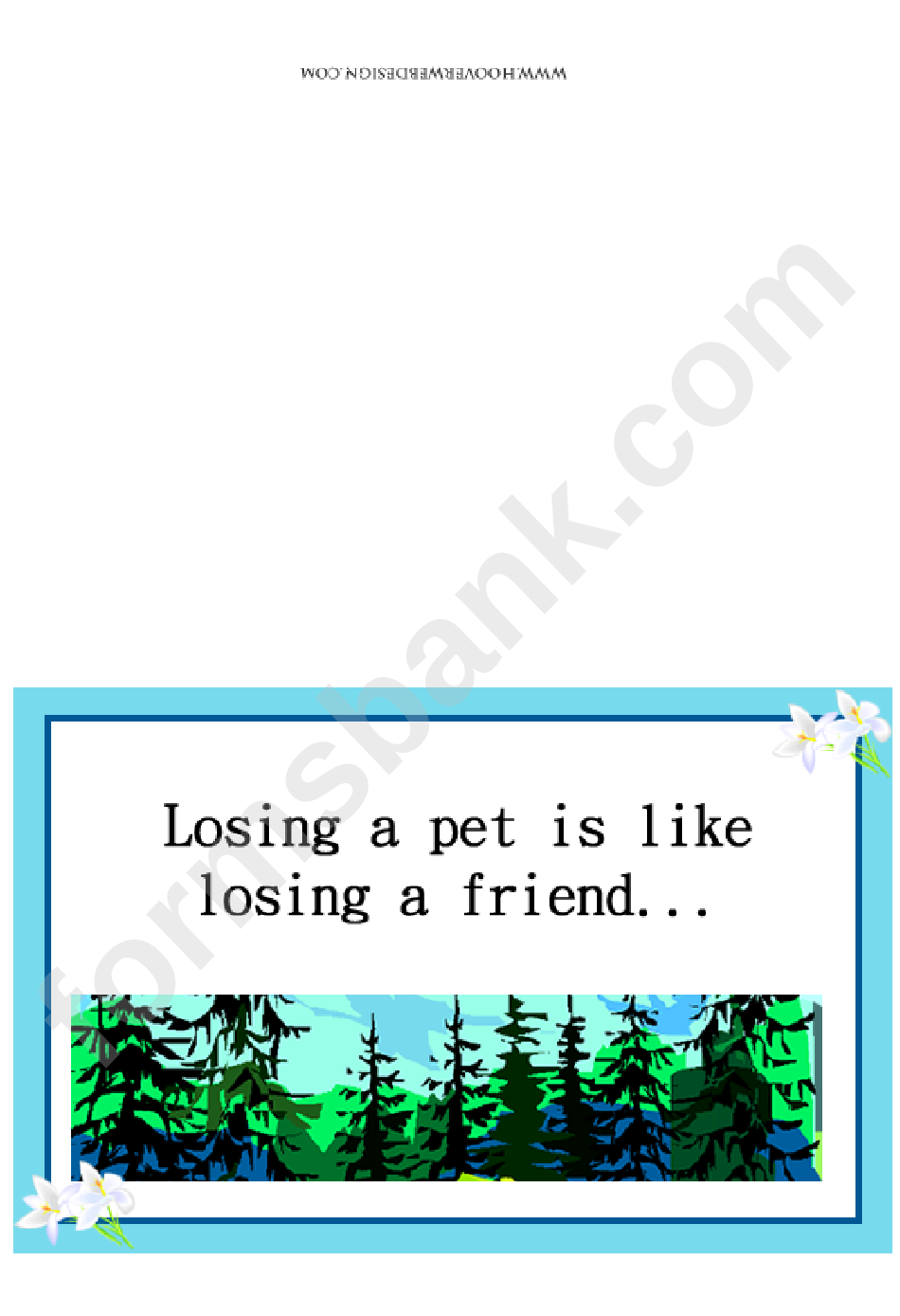Losing A Pet Is Like Losing A Friend Card Template