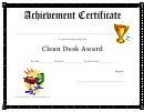 Clean Desk Award Achievement Certificate Template