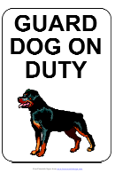 Guard Dog On Duty Sign Template