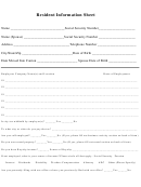 Resident Information Sheet - City Of Canton