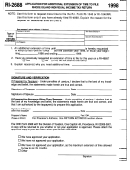 Form Ri-2688 - Application For Additional Extension Of Time To File Rhode Island Individual Income Tax Return - 1998