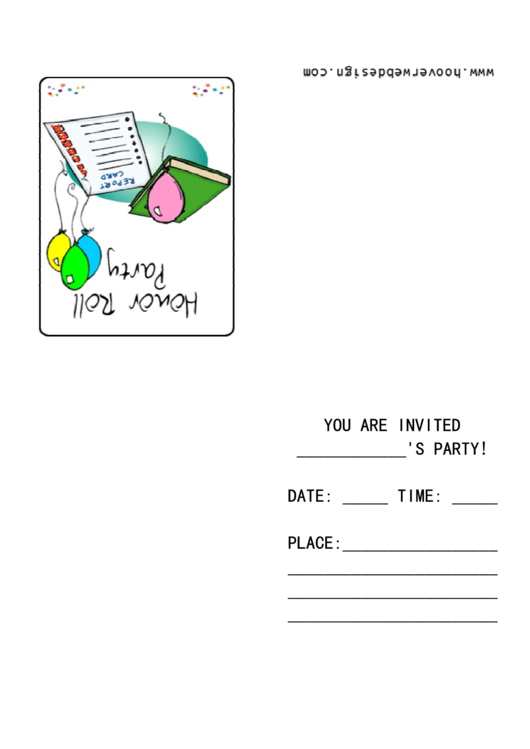 Honor Roll Party Invitation Template Printable pdf