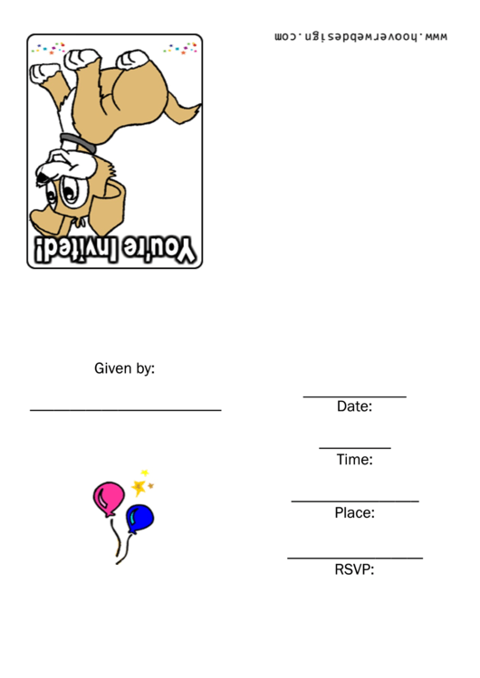 Puppy Dog Theme Animal Party Invitation Template Printable pdf