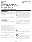 Instrucciones Para La Forma W-3pr (instructions For Form W-3pr) - 2007