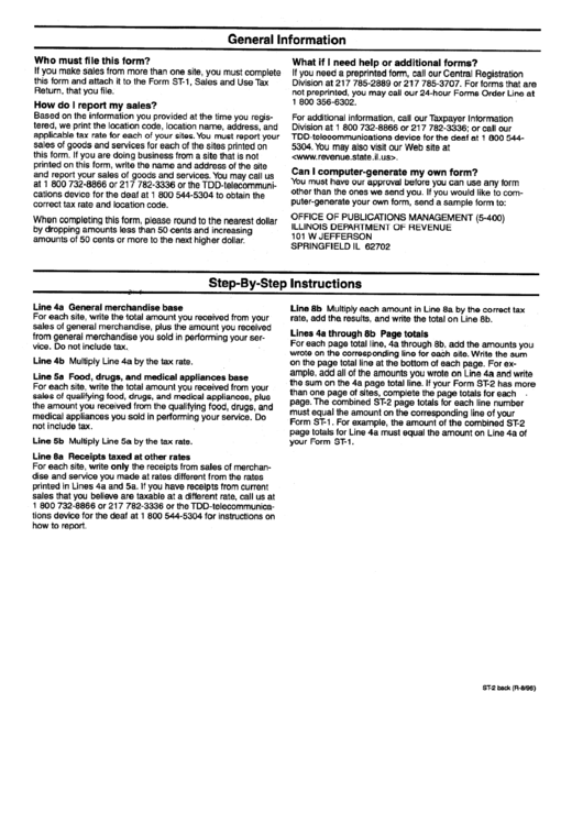 Form St-2 - Multiple Site Form Instructions Printable pdf