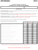 Fillable Form Ar1000adj - Individual Income Tax - Schedule Of Other Adjustments - 2012 Printable pdf