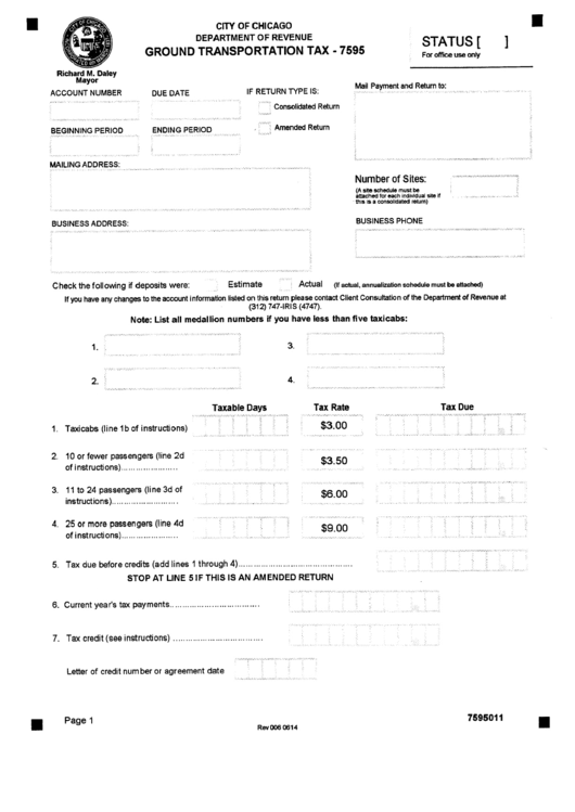 Form 7595 - Ground Transportation Tax Printable pdf
