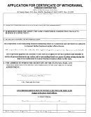 Application For Certificate Of Withdrawal - Connecticut Secretary Of State