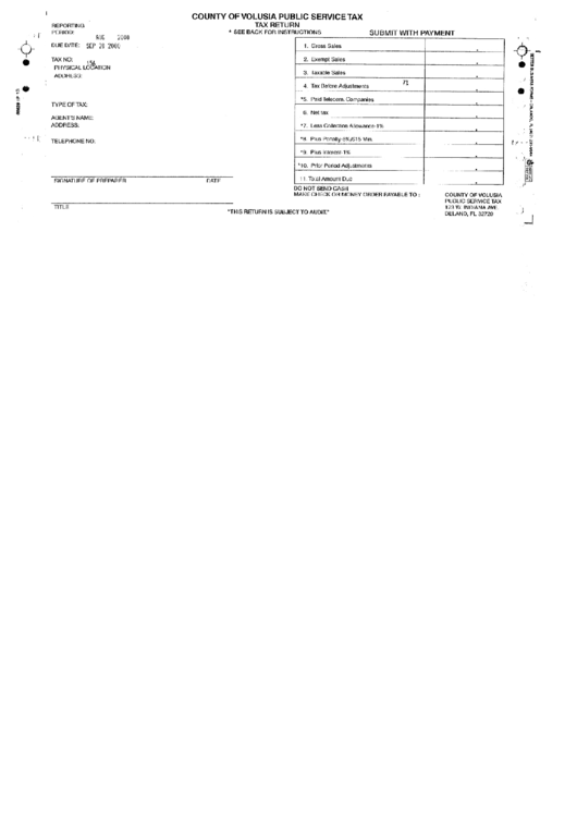 County Of Volusia Public Service Tax Return Printable pdf