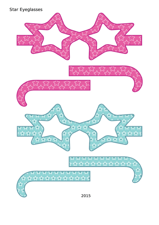 Pink And Blue Star Eyeglasses Printable pdf