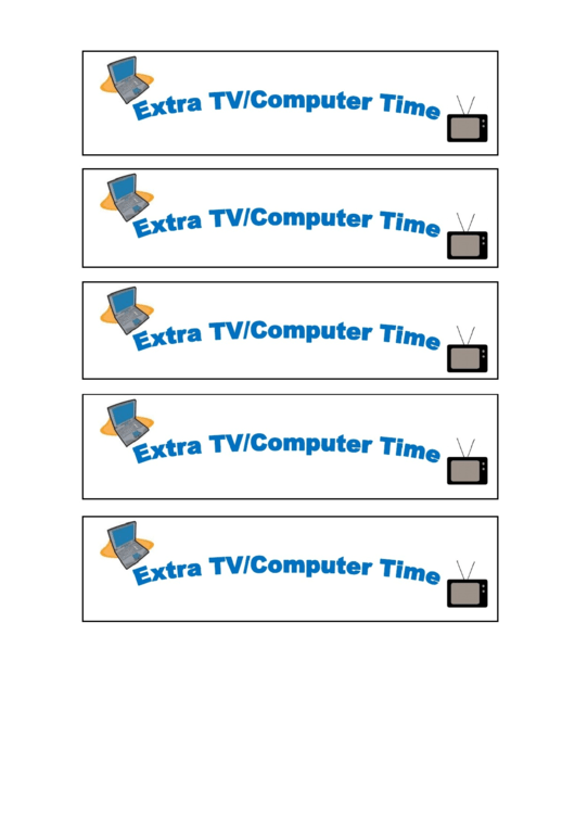 Extra Tv/computer Time Gift Coupon Template Printable pdf