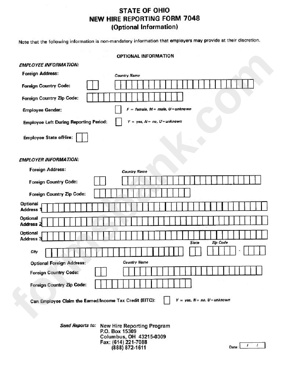 New Hire Reporting Form 7048 - Ohio