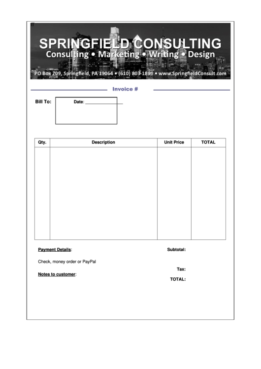 Fillable Springfield Consulting Form Printable pdf