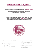Income Tax Return Instructions - City Of Wapakoneta Printable pdf